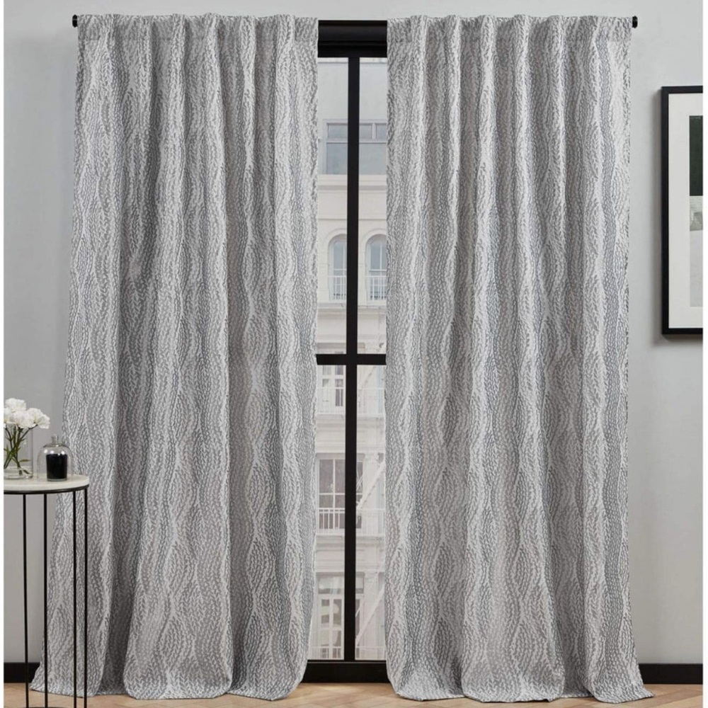 New Elle Decor pair of blackout curtains 54”x84” gray/silver